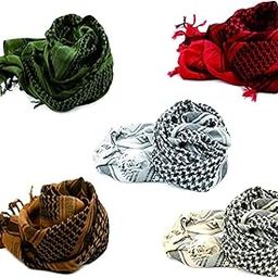 PL Fashions Men's Pure Cotton Arab Shemagh Neck Wrap Arafat Keffiyah Desert Army Wear Head Scarf Stole (Multicolour,A01)-(Pack of 05)-image-12