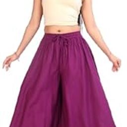 Women's Palazzo Pant, Flared Rayon Palazzo Wide Leg Solid Color, Elasticated Waist Loose-fit & Regular, Casual Wear, Women's Relaxed Fit Rayon Palazzo-picture-15