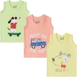 Luke and Lilly Kids' Unisex Sleeveless T-Shirt - Cotton Summer Clothes for Baby Boy and Girl - Infant 6-12 Months Combo Dress - Gifts for Toddlers Pack of 3-image-3