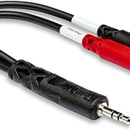 Hosa YMM-261 3.5 mm TRS to Dual 3.5 mm TSF Stereo Breakout Cable for Charging Adapter (Black and Red)-31