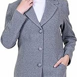 Women's Tweed Casual Blazer with Mandarin Collar - Short Length, Self Print-35