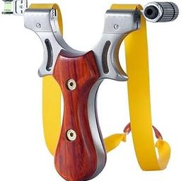 ASTIKAYA Heavy-Duty Professional Stainless Steel Slingshot Catapult for Adults Beginner Youth for Outdoor Games, Recreational, and Fitness Gulel Toy Set (Woddan Slingshot)-image-3