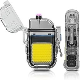 USB Rechargeable Electric Dual Arc Plasma Lighter with 3-Mode COB Flashlight | Windproof & Flameless Lighter for Outdoor, Camping, Emergency & Everyday Use | Type-C Fast Charging-image-89
