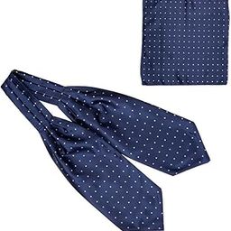 Men's Ascot Revolve Blue Polka Cravat Tie and Pocket Square Combo Set-image-40