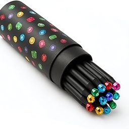 Crystal-Topped Black Pencils Set with Sharpener – Multi-Coloured Gemstone Decoration | Stylish Writing & Drawing Stationery for School, Office, Gifting & Art Use.12 × Pencil || 1 × Elegant Gift Box-image-6