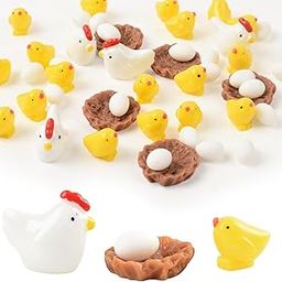 VYNYJOAN Mini Chickens Resin Eggs Chicks 72pcs Miniature Animals Car Dashboard Accessory Home Decor-image-47