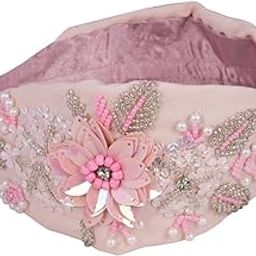 Beaded Hair Band for Girls | Wedding Hair Accessories for Girls | Hairbands for Womens (Pink)-image-52