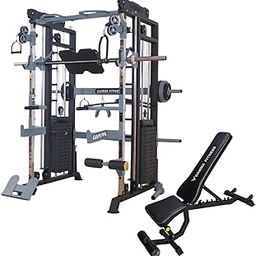 GAMMA FITNESS Home Gym Setup FTS- 101 Light Grey Multi Gym Fuctional Trainer with Adjutable Exercise Gym Bench Ab-201-83