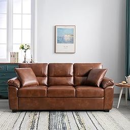 Caradel Anderson 3 Seater Sofa for Living Room Tan| Modern 3 Person Sofas | Premium leather Sofa Set 3 Seater Couch for Guests Room Festival Gifts | Leatherette sofa | leather sofa set for living room-picture-25