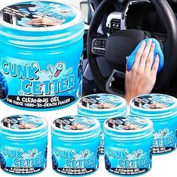 Gunk Getter, 6 Pack, Cleaning Gel for Those Hard to Reach Places, Automotive Cup Holder Electronic Keyboard Office, Slime Gel Cleaner Dust Crumb Removal-22