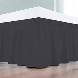 Day Care Wrap Around Dust Ruffled Bed Skirt 10" Inch Tailored Drop Fade Resistant Brushed Microfiber Bed Skirt -Double Bed | Dark Grey-image-20