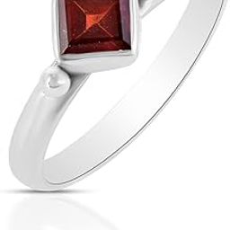 Silverrazzi 925 Sterling Silver Garnet Square Cocktail Wedding Ring | Women and Girls | Certificate of Authenticity and 925 Stamp | 6 Month Warranty-image-3