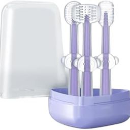 OOTORO 3pcs Children Training Toothbrush Set – Silicone Toothbrush, Tongue Cleaner & Manual Toothbrush for Children, Infant Care Kit with Travel Case for Toddlers (Multicolor)(Pack of 3)-10
