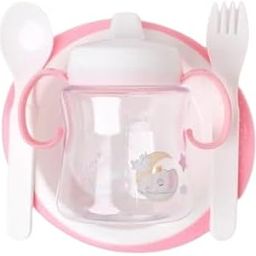 Cannagenix Baby Feeding Tableware Series Children Dinnerware Feeding Set Happy Baby Cartoon Design Microwave & Dishwasher Safe Tableware Cutlery for Kids (5 in 1)-image-43