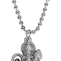 Lord Rambhakat Veer Hanuman Bajrang Bali Locket Silver Zinc Metal Religious Spiritual Jewellery Pendant Necklace Chain for Men Boys-image-48