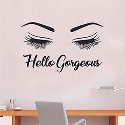 VVWV® Hello Gorgeous Quotes Wall Stickers for Beauty Parlour Hair Salon Girls Room Decoration Items Vinyl Die Cut Stickers L x H 72 x 45 Cm-image-33