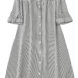 sheetal associates Women's Black & White Vertical Striped Shirt Dress| Comfortable Relaxed Fit Summer Dress-picture-17