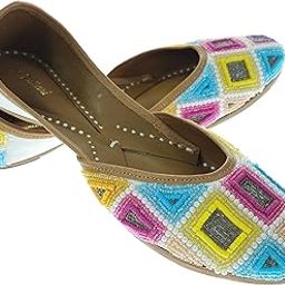 Women Kalmia Multicolor Genuine Soft Leather Embroidered Jutis | Bite and Pinch Free Jutti | Punjabi Formal Juttis | Girl's Wedding Flat Ladies Mojari | Formal Ethnic Juti |-image-63