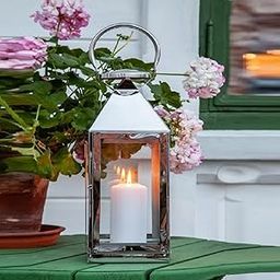OPAXA LIVING - Shiny Stainless Steel Decorative Candle Lantern Handcrafted | Diwali Decor Candle Holder | Lantern for Home Decor | Decorative Lantern (Medium) (Silver) (14x14x43 CM)-image-60