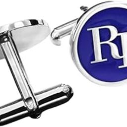 Personalised Enamel Initial Name Cufflinks for Men | Premium Round Silver Alphabet Letter Monogram Cuff Buttons | Stylish Formal Cufflink Set for Shirts, Suits & Gifting-image-0
