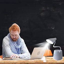 Akari Rechargeable Desk/Study Lamp Night Lamp, Touch On/Off Switch, Child Eye Safety Student Study Table Lamp, Led Lamp USB Charge 360% Angle Usage, 5 in 1 Feature AK-4T Lamp Color 0257 Grey-0