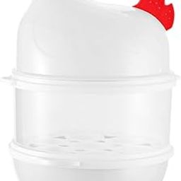 UJEAVETTE Egg Boiler Machine Egg Steamer with Lid and Measuring Cup 2 Layer Egg Cooker White-5