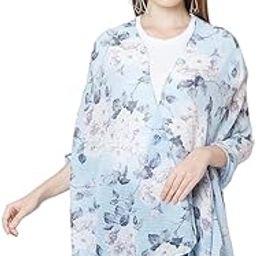 Printed Polyester Blue Scarf for Women, Lightweight Soft Scarves Stoles for Summer & Winter (Size: 183 X 51 cm)-picture-44