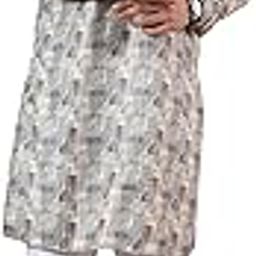 Digital Print Cotton Silk Grey Kurta Payjama-image-7