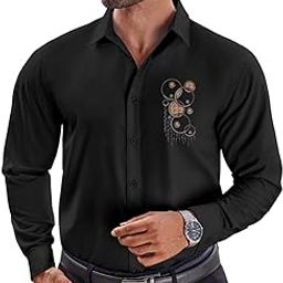 Men's Cotton Blend Shirt with Spread Collared Button Closure Curved Hemline Length | Latest Shirts for Men Stylish 2025 | Festival Shirt;s for Man | Branded Shirt's-image-7