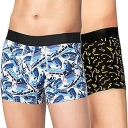 fiveflag Men's Micromodal Regular Fit Printed Antimicrobial Trunks with No Marks Waistband (Pack of 2_Multicolor)-picture-33