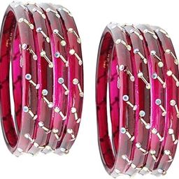 Crystal Glass Bangles Kada Set For Women & Girls with Zircon Stones & Golden Beads | Trendy Transparent Bangles Chudi Set | Latest Girl's Bangles Bracelet For Wedding, Party, Daily-Set of 8-image-10