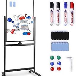 Mobile Whiteboard, 40x24 inches Double Sided Reversible Whiteboard on Wheels, Rolling Stand Portable Easel Frame for Office Classroom Home, Black-20