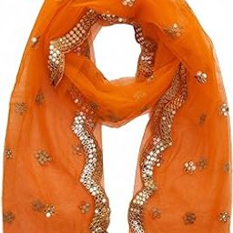 youthquake Embroidered & Embellished Net Dupatta for Womens & Girls With Curve Cut Work Fancy Design-picture-17