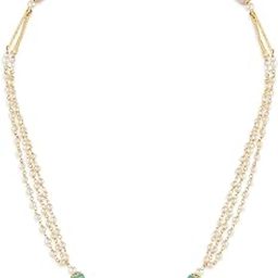 Pink Green Beads & Pearls Multistrand Fusion Wear Necklace For Women-ZPFK19077-image-26