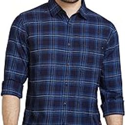 Men Indigo Blue Cotton Regular Slim Fit Full Sleeve Checkered Shirt-image-20