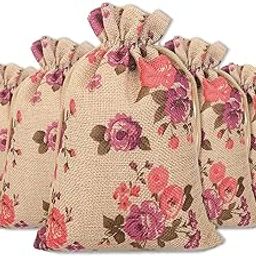 LifeKrafts Linen Pouches Christmas & Party Gift Bag,Gifts Bags for Return Gifts Bags,Size-10 * 10 inches(25x25 cms) Purple Floral Pack of 20.-image-8