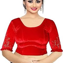 Stylish Designer Stone Work Blouse Stretchable Soft Velvet Readymade Saree Blouses for Women Trendy Blouse Latest Blouse Design Collection-image-16