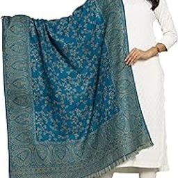 Ravaiyaa - Attitude is everything Women's Wedding Shawl, Jamawar Floral Pattern Kashmiri Shawl, Faux Pashmina, Soft and Warm Winter Wrap (Green)-image-43