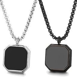 Men's Jewellery Black Chain For Men Boys Geometric Stainless Steel Black Silver Gold Locket Pendant Necklace Chain Combo For Men Boys Anniversary Gift For Husband Gift Chains-104-image-8
