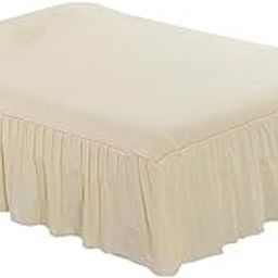 LOOM TREE Pure Cotton 16inch Lace Ruffle Bed Skirt with Platform Beige-180x200cm-15