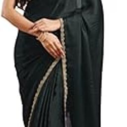 Trending Chinon Black Saree with Lace BorderFor Girls College Farewell & With Lace Border & Unstitched Blouse Material (Black)-image-69