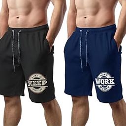 Men's Cotton Plus Sizes Knee Length Casual Shorts- (M,L,XL,2XL,3XL,4XL,5XL,6XL) Workout Shorts, Running Shorts with 2 Side Pockets-Pack of 2-image-42