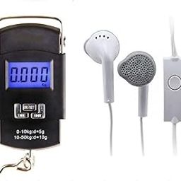 IONIX Digital Heavy Duty Portable Hook Type weighing machine for luggage with Temp Weighing Scale, 50 Kg,Multicolor, Combo With Universal Earphones, Weighing machine for luggage-20