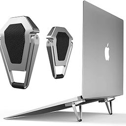 Mini Laptop Stand for Desk | Portable Metal PC Desk Stand, Aluminium Cooling Pad Mini Clip Compatible with MacBook Apple Laptop, Lenovo, Dell, Hp, Acer & Other Laptops Pack of-2 (Silver)-18