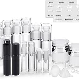 Bubimon 20 Pack Airless Pump Bottle & Atomizer Perfume Spray Bottle, Leak Proof, Travel Cosmetic Containers for essential oil, Skincare Cream, Toiletries, Foundation, shampoo, body wash-image-26