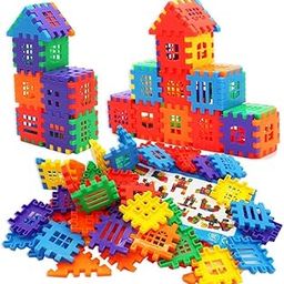 SANTALON Multi Colored 72 Pcs Jumbo Happy Home House Building Blocks with Attractive Windows and Smooth Rounded Edges - Building Blocks for Kids (72 Blocks) - Blocks Game-image-42