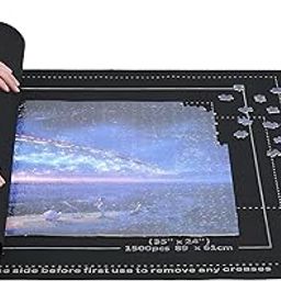 Puzzle Mat, Puzzle Floor Mats for Home, Durable Non-Slip Jigsaw Mat, Large Puzzle Mats for Floor, 24 * 46 inch Black Jigsaw Mat Can Hold 1500 Piece Puzzle-28