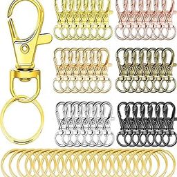 DIY Crafts (50 Pcs, 25mm Silver) Swivel Clasps Set Lanyard Snap Hooks with Key Rings, Metal Lanyard Keychain Hooks Key Chain Clip Hooks Lobster Claw Clasps for Keychain Jewelry As Choice-5