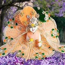 Partish Laddu Gopal Poshak with Pagdi Size 4 l Ladoo Gopal Dress l Bal Gopal l Kanha Ji Thakur Ji Heavy Dress (Peach, Size 4)-image-40