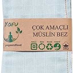 yofu yoga and food Muslin Cloth Multi-Purpose (15.7''x15.7'' - *Double-Layer) 100% Turkish Cotton Baby Care, Nursing Cover, Muslin Cover (Ice Blue)-3